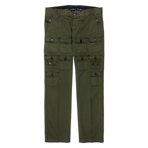 Dolce & Gabbana S/S 2008 Multi Pocket Cargo Olive Green Cotton Silk Pants